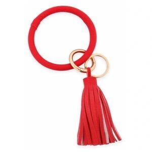 Red Faux Leather Key Ring